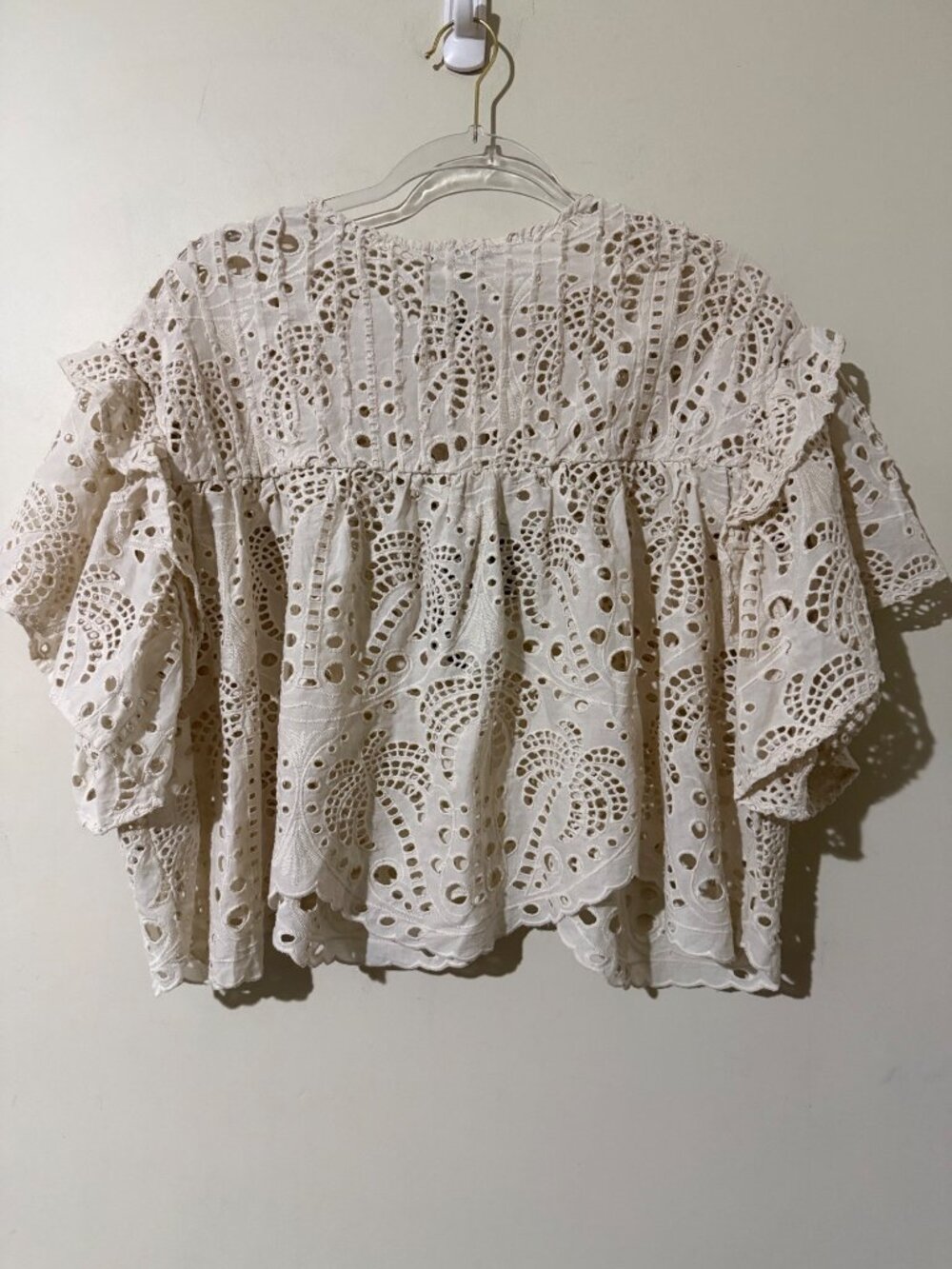 Farm Rio NEW $185 Palm Tree Richelieu Lace Blouse Medium - Picture 3 of 10